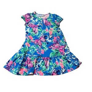 Lilly Pulitzer Kids Dress in Blue and Pink Floral Medium Easter Alert